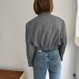 Pale grey wool bomber