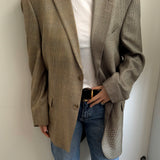 Houndstooth and plaid contrasted blazer