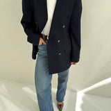 Double breasted blue blazer