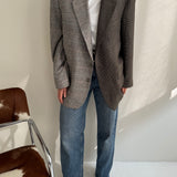 Contrasted blazer in silk and wool mix