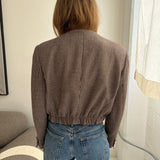 Structured houndstooth bomber jacket