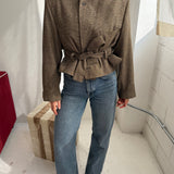 Gold speckled Belted blazer