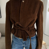 Belted blazer in Brown corduroy