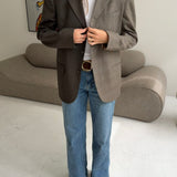 Contrasted blazer in plaid brown and solid brown  (Express shipping)