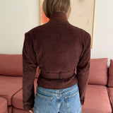 Belted blazer in brown corduroy