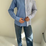 Contrasted shirt in blue and pink tones