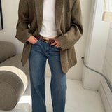 Green checkered wool blazer