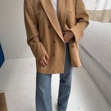 Double-breasted camel hair blazer