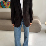 Stunning corduroy dark brown blazer with green undertones