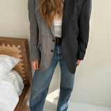 Stunning contrasted blazer in dark grey and houndstooth