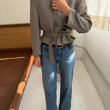 Belted blazer in Sand (Ready to ship)