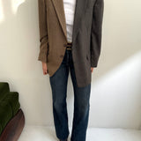 Checkered and brown subtle checkered contrasted blazer