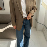 Thick wool beige blazer with elbow patches