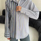 Blue striped and white striped contrasted shirt