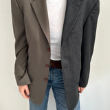 Stunning grey pinstriped and greige two toned blazer