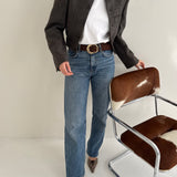 Bomber jacket in grey houndstooth