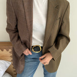 Brown mixed contrasted blazer