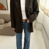 Contrasted blazer in Textured green wool (Express Shipping)