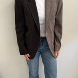 Contrasted blazer in plaid brown tones