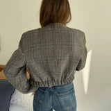 Stunning plaid wool bomber in grey