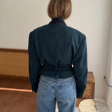 Belted blazer in true green cashmere