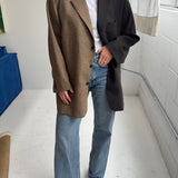 Contrasted blazer in Brown plaid and dark brown speckered (Express shipping)