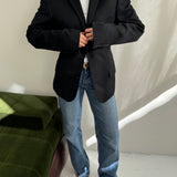 Belted back blazer in black