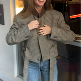 Houndstooth belted blazer in wool