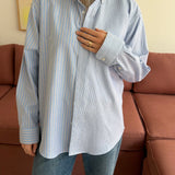 Blue pinstriped contrasted shirt