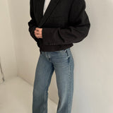 Dark toned cinched cropped blazer