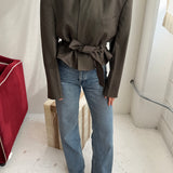 Belted blazer in Green speckered