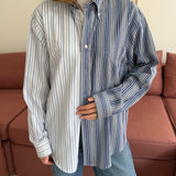 Blue pinstriped and white blue striped contrasted shirt