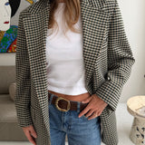 Beautiful houndstooth blazer with green and yellow