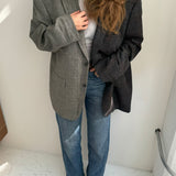 Stunning plaid and grey herringbone contrasted blazer