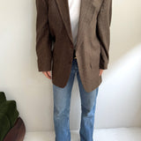 Brown and plaid contrasted blazer