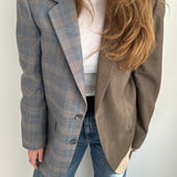 Warm grey and grey plaid contrasted blazer