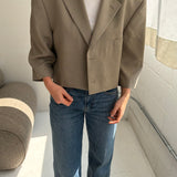 Pale speckered cropped boxy blazer