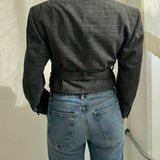 Belted blazer in textured grey