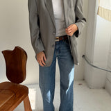 Light grey pinstriped button back blazer