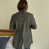 Grey pinstriped button back blazer