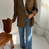 Brown double-breasted Button back blazer