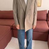 Pale brown double-breasted Button back blazer