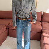 Belted blazer in Black and white speckered