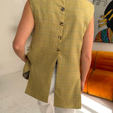 Stunning button back vest in mustard with green checks