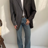 Grey and dark grey warm pinstriped contrasted blazer