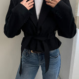 Belted cropped blazer