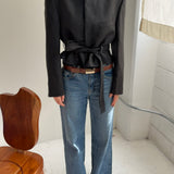 Belted blazer in Dark grey