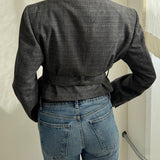 Belted blazer in textured grey