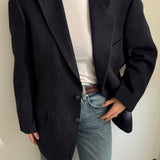 Blue heavy wool and tweed contrasted blazer