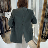 Deep green/blue button back blazer